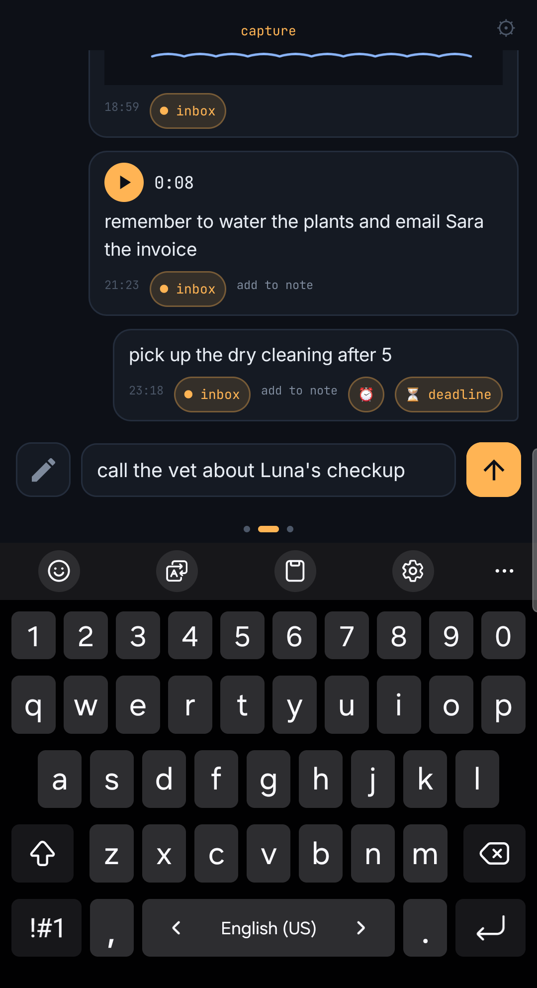 The chat main view, instantly opens